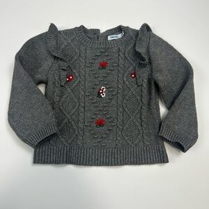 Mayoral Gray Knit Embroidered Floral Sweater Baby 9M